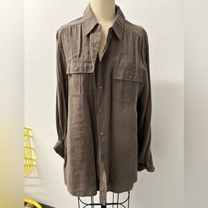 Chico's Brown Lightweight Shirt Jacket Relaxed Fit